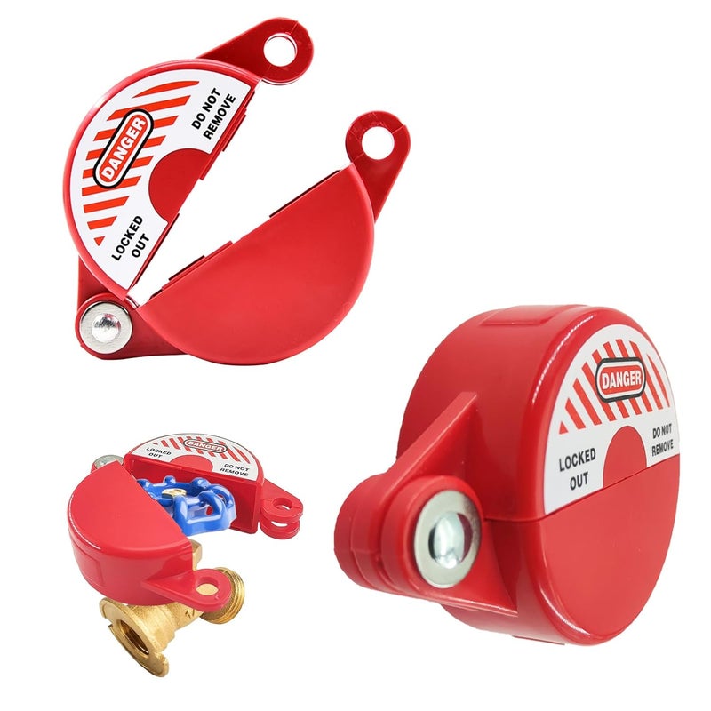 Young Dance Gate Valve Lockout Device 2Pack Rotating Plastic Outdoor Water Hose Protector Babyproof 1-2.5in Diameter Valve Handles Red Secure for Water Spigot Faucet Knob Oil Natural Gas Propane Tank Lock Outdoor - Image 1